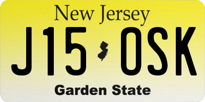 NJ license plate J15OSK