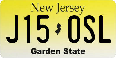 NJ license plate J15OSL