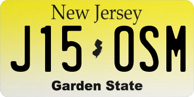 NJ license plate J15OSM