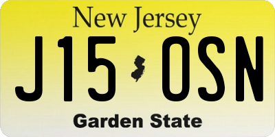 NJ license plate J15OSN