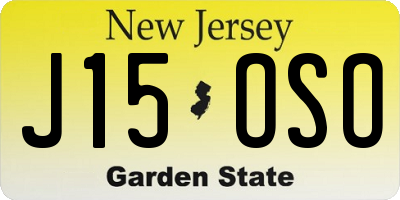 NJ license plate J15OSO