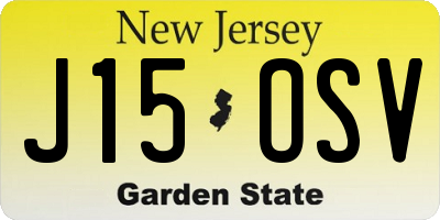 NJ license plate J15OSV