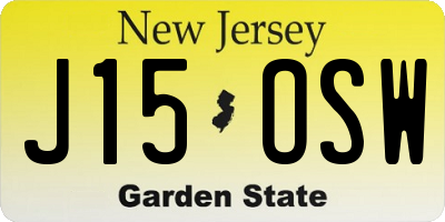 NJ license plate J15OSW