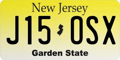 NJ license plate J15OSX