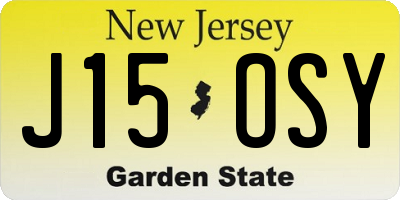 NJ license plate J15OSY