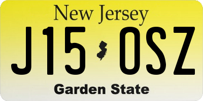NJ license plate J15OSZ
