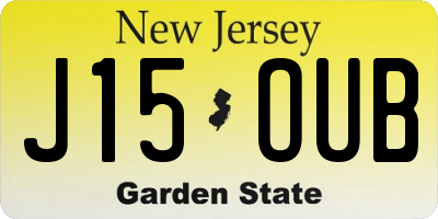 NJ license plate J15OUB