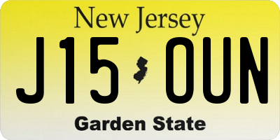 NJ license plate J15OUN