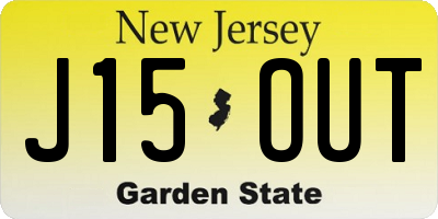 NJ license plate J15OUT