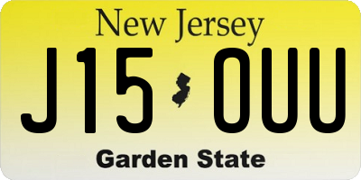 NJ license plate J15OUU