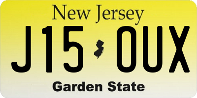 NJ license plate J15OUX