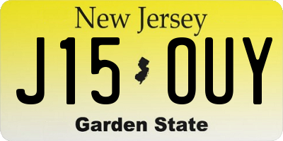 NJ license plate J15OUY