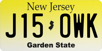 NJ license plate J15OWK