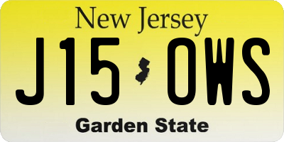 NJ license plate J15OWS