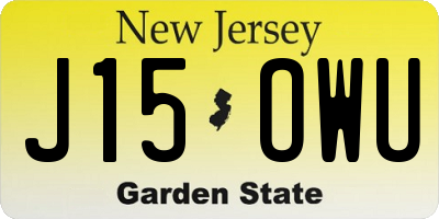 NJ license plate J15OWU