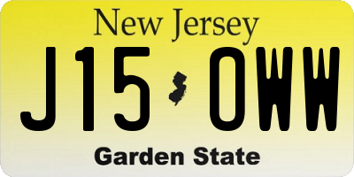 NJ license plate J15OWW
