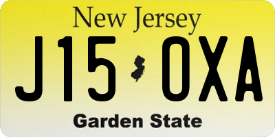 NJ license plate J15OXA