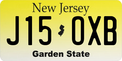 NJ license plate J15OXB