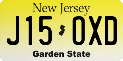 NJ license plate J15OXD
