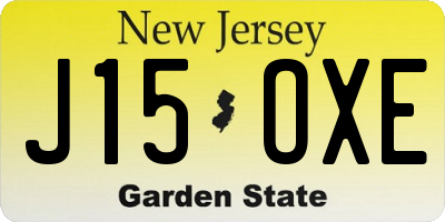 NJ license plate J15OXE
