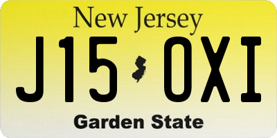 NJ license plate J15OXI