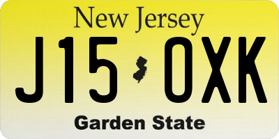 NJ license plate J15OXK