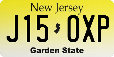 NJ license plate J15OXP