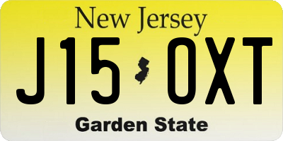 NJ license plate J15OXT