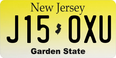 NJ license plate J15OXU