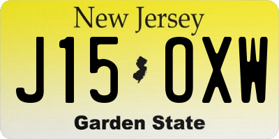 NJ license plate J15OXW