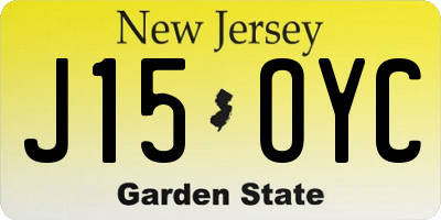 NJ license plate J15OYC