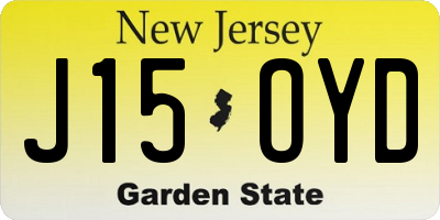 NJ license plate J15OYD