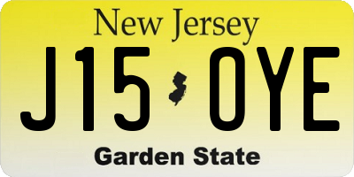 NJ license plate J15OYE
