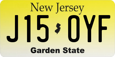 NJ license plate J15OYF