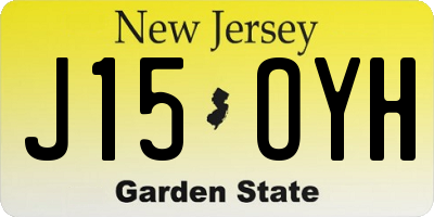 NJ license plate J15OYH