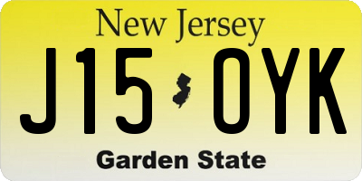 NJ license plate J15OYK