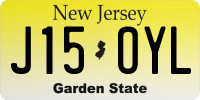 NJ license plate J15OYL