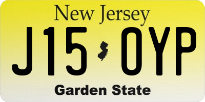 NJ license plate J15OYP