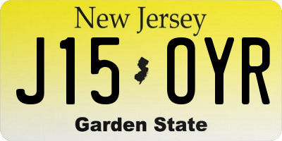 NJ license plate J15OYR