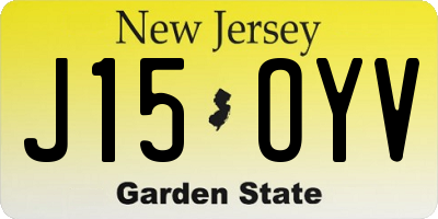 NJ license plate J15OYV