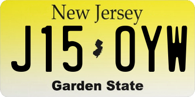 NJ license plate J15OYW