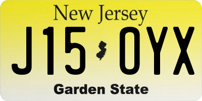 NJ license plate J15OYX