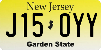 NJ license plate J15OYY