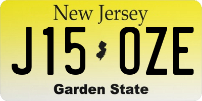 NJ license plate J15OZE