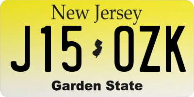 NJ license plate J15OZK