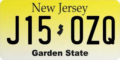 NJ license plate J15OZQ