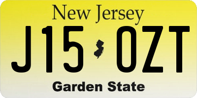 NJ license plate J15OZT