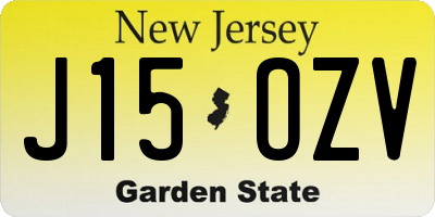 NJ license plate J15OZV