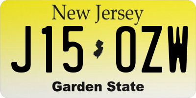 NJ license plate J15OZW