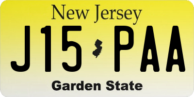 NJ license plate J15PAA